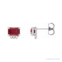 Sapphire Row Lab-Grown Gemstone Accented Emerald-Cut Studs - Ruby, Platinum