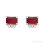 Sapphire Row Lab-Grown Gemstone Accented Emerald-Cut Studs - Ruby, Platinum (view 2)