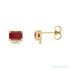 Sapphire Row Lab-Grown Gemstone Accented Emerald-Cut Studs - Ruby, 14K Yellow Gold