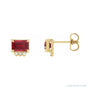 Sapphire Row Lab-Grown Gemstone Accented Emerald-Cut Studs - Ruby, 14K Yellow Gold