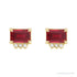 Sapphire Row Lab-Grown Gemstone Accented Emerald-Cut Studs - Ruby, 14K Yellow Gold (view 2)