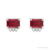 Sapphire Row Lab-Grown Gemstone Accented Emerald-Cut Studs - Ruby, 14K White Gold (view 2)