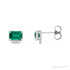 Sapphire Row Lab-Grown Gemstone Accented Emerald-Cut Studs - Emerald, Platinum
