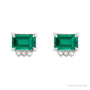 Sapphire Row Lab-Grown Gemstone Accented Emerald-Cut Studs - Emerald, Platinum (view 2)