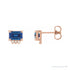 Sapphire Row Lab-Grown Gemstone Accented Emerald-Cut Studs - Blue Sapphire, 14K Rose Gold
