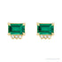 Sapphire Row Lab-Grown Gemstone Accented Emerald-Cut Studs - Emerald, 14K Yellow Gold (view 2)