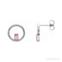 Sapphire Row Natural Gemstone Baguette Circle Earrings - Pink Tourmaline, 14K White Gold