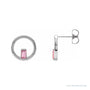Sapphire Row Natural Gemstone Baguette Circle Earrings - Pink Tourmaline, 14K White Gold