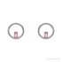 Sapphire Row Natural Gemstone Baguette Circle Earrings - Pink Tourmaline, Platinum (view 2)