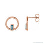 Sapphire Row Natural Gemstone Baguette Circle Earrings - London Blue Topaz, 14K Rose Gold