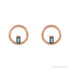 Sapphire Row Natural Gemstone Baguette Circle Earrings - London Blue Topaz, 14K Rose Gold (view 2)
