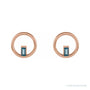 Sapphire Row Natural Gemstone Baguette Circle Earrings - London Blue Topaz, 14K Rose Gold (view 2)