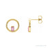 Sapphire Row Natural Gemstone Baguette Circle Earrings - Pink Tourmaline, 14K Yellow Gold