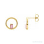 Sapphire Row Natural Gemstone Baguette Circle Earrings - Pink Tourmaline, 14K Yellow Gold