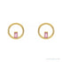 Sapphire Row Natural Gemstone Baguette Circle Earrings - Pink Tourmaline, 14K Yellow Gold (view 2)