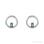 Sapphire Row Natural Gemstone Baguette Circle Earrings - London Blue Topaz, 14K White Gold (view 2)
