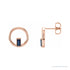 Sapphire Row Natural Gemstone Baguette Circle Earrings - Blue Sapphire, 14K Rose Gold