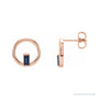 Sapphire Row Natural Gemstone Baguette Circle Earrings - Blue Sapphire, 14K Rose Gold