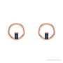 Sapphire Row Natural Gemstone Baguette Circle Earrings - Blue Sapphire, 14K Rose Gold (view 2)