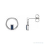 Sapphire Row Natural Gemstone Baguette Circle Earrings - Blue Sapphire, Platinum
