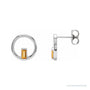 Sapphire Row Natural Gemstone Baguette Circle Earrings - Citrine, 14K White Gold