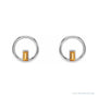 Sapphire Row Natural Gemstone Baguette Circle Earrings - Citrine, 14K White Gold (view 2)