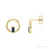Sapphire Row Natural Gemstone Baguette Circle Earrings - Blue Sapphire, 14K Yellow Gold