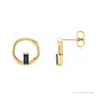 Sapphire Row Natural Gemstone Baguette Circle Earrings - Blue Sapphire, 14K Yellow Gold