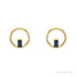 Sapphire Row Natural Gemstone Baguette Circle Earrings - Blue Sapphire, 14K Yellow Gold (view 2)