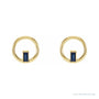 Sapphire Row Natural Gemstone Baguette Circle Earrings - Blue Sapphire, 14K Yellow Gold (view 2)