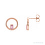 Sapphire Row Natural Gemstone Baguette Circle Earrings - Pink Tourmaline, 14K Rose Gold