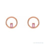 Sapphire Row Natural Gemstone Baguette Circle Earrings - Pink Tourmaline, 14K Rose Gold (view 2)