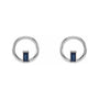 Sapphire Row Natural Gemstone Baguette Circle Earrings - Blue Sapphire, 14K White Gold (view 2)