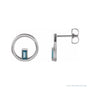 Sapphire Row Natural Gemstone Baguette Circle Earrings - London Blue Topaz, Platinum