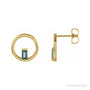Sapphire Row Natural Gemstone Baguette Circle Earrings - London Blue Topaz, 14K Yellow Gold