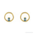 Sapphire Row Natural Gemstone Baguette Circle Earrings - London Blue Topaz, 14K Yellow Gold (view 2)