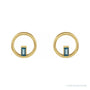 Sapphire Row Natural Gemstone Baguette Circle Earrings - London Blue Topaz, 14K Yellow Gold (view 2)