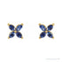 Sapphire Row Lab-Grown Gemstone Fleur Earrings - Blue Sapphire, 14K Yellow Gold (view 2)