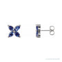 Sapphire Row Lab-Grown Gemstone Fleur Earrings - Blue Sapphire, 14K White Gold