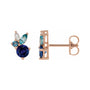 Sapphire Row Natural Blue Gemstone Bouquet Earrings - 14K Rose Gold