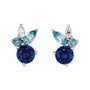Sapphire Row Natural Blue Gemstone Bouquet Earrings - 14K White Gold (view 2)
