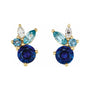Sapphire Row Natural Blue Gemstone Bouquet Earrings - 14K Yellow Gold (view 2)
