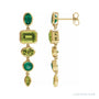 Sapphire Row Fancy Mixed-Cut Gemstone Dangle Earrings - Peridot & Emerald, 14K Yellow Gold