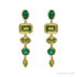 Sapphire Row Fancy Mixed-Cut Gemstone Dangle Earrings - Peridot & Emerald, 14K Yellow Gold (view 2)