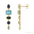 Sapphire Row Fancy Mixed-Cut Gemstone Dangle Earrings - Blue Sapphire & Topaz, 14K Yellow Gold