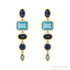 Sapphire Row Fancy Mixed-Cut Gemstone Dangle Earrings - Blue Sapphire & Topaz, 14K Yellow Gold (view 2)