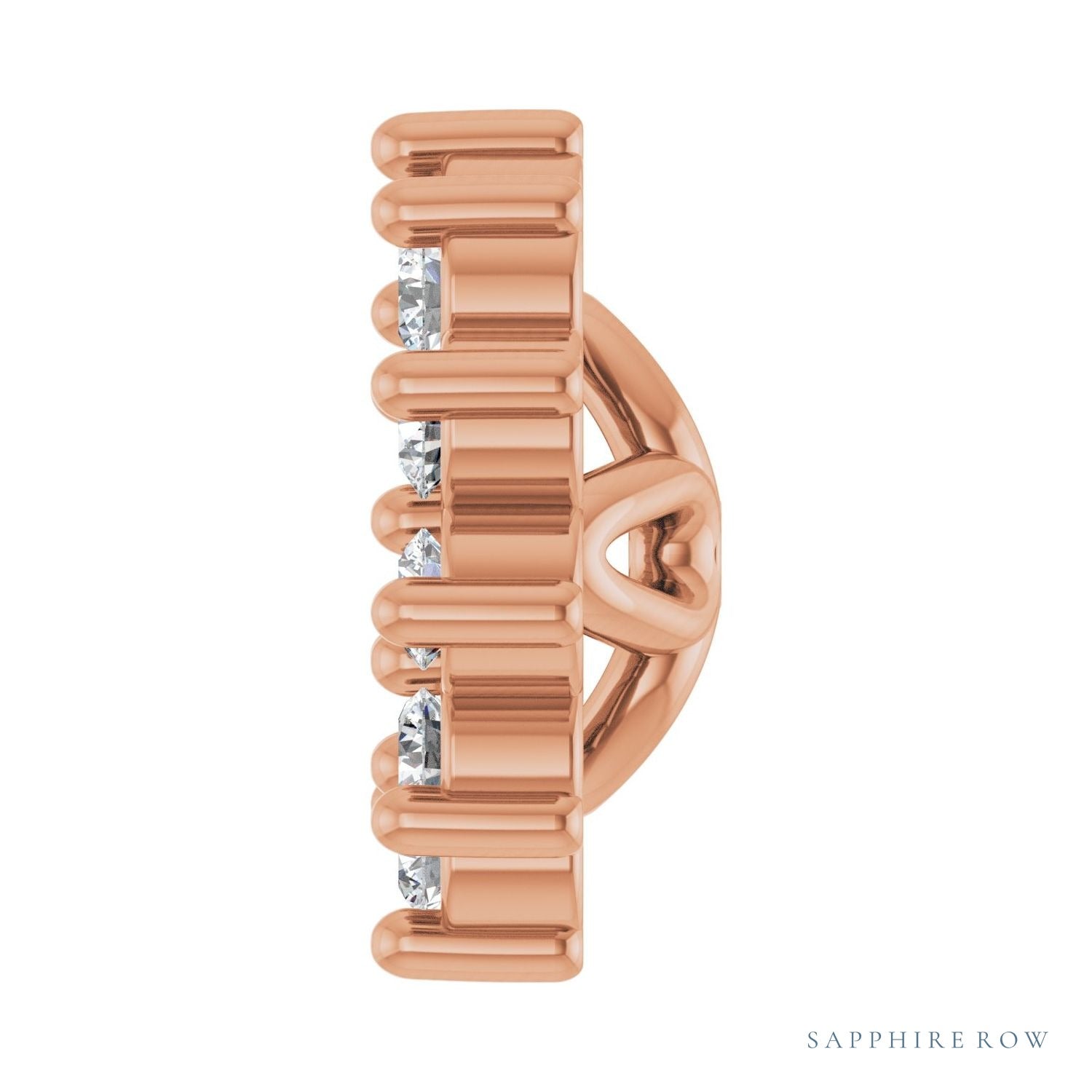 Sapphire Row Natural Diamond 3-Prong Halo Jacket Earrings - 14K Rose Gold, 3 mm (view 3)