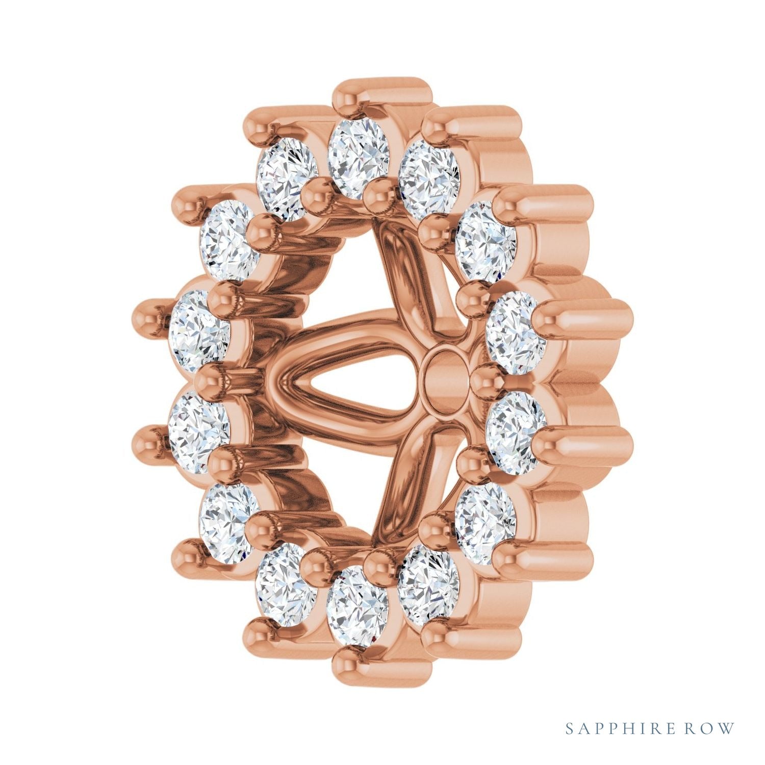 Sapphire Row Natural Diamond 3-Prong Halo Jacket Earrings - 14K Rose Gold, 4 mm (view 2)