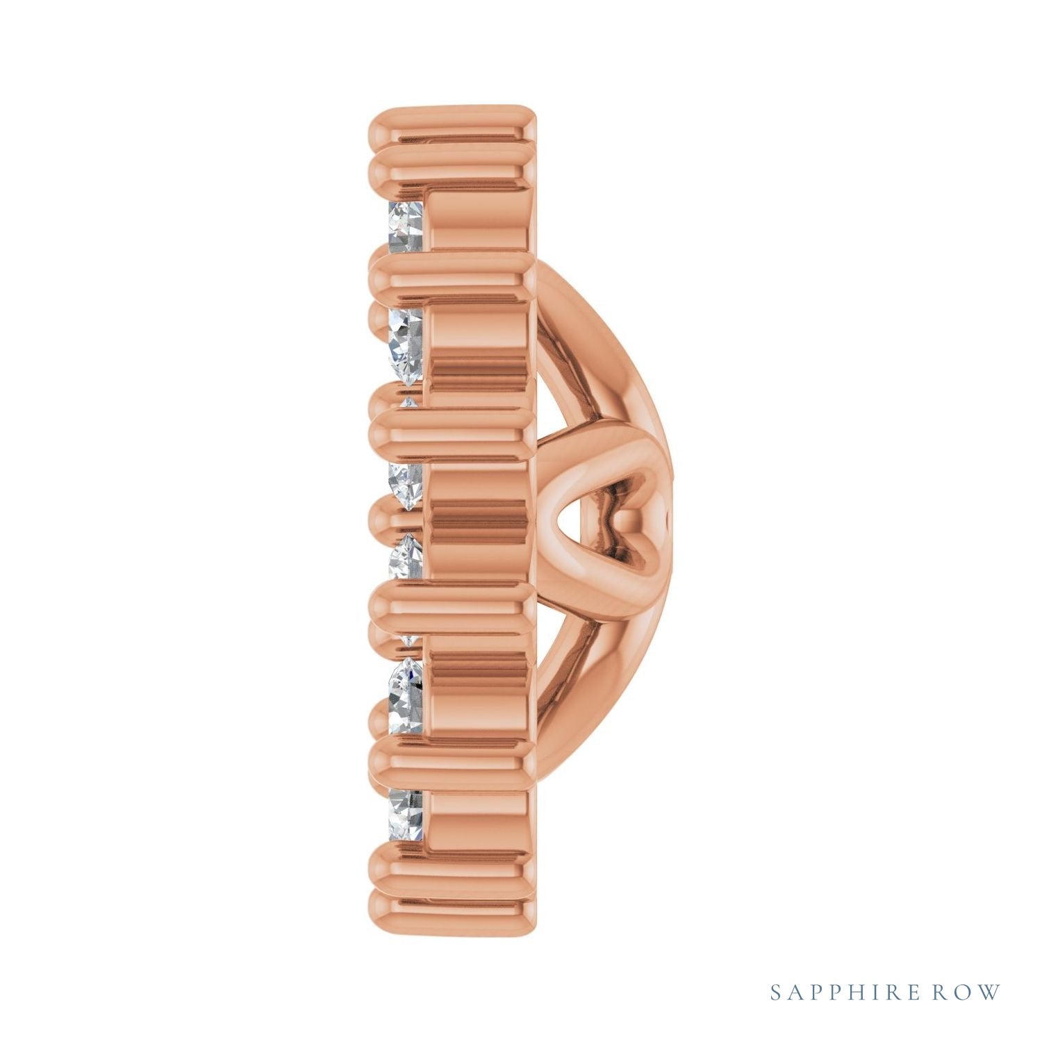 Sapphire Row Natural Diamond 3-Prong Halo Jacket Earrings - 14K Rose Gold, 4 mm (view 3)