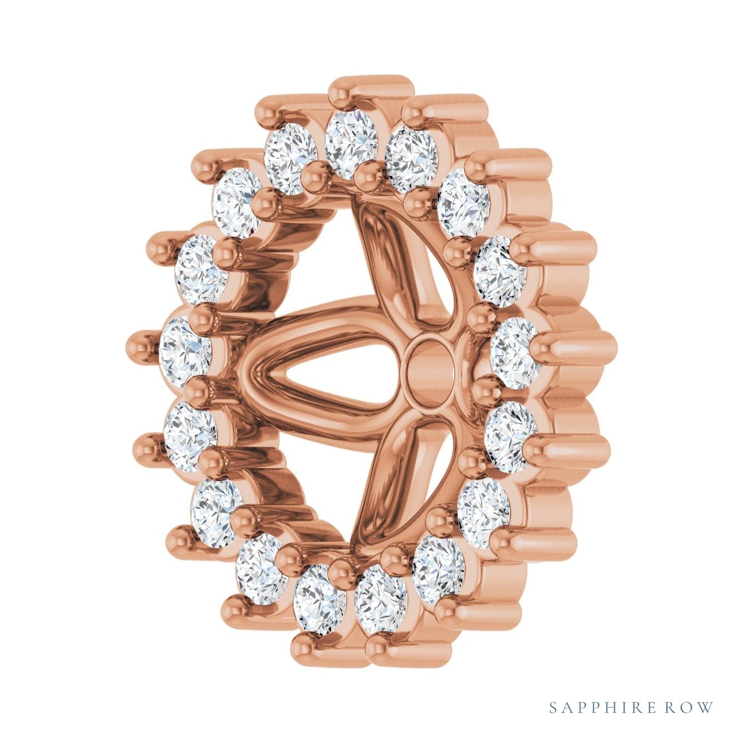 Sapphire Row Natural Diamond 3-Prong Halo Jacket Earrings - 14K Rose Gold, 5 mm (view 2)